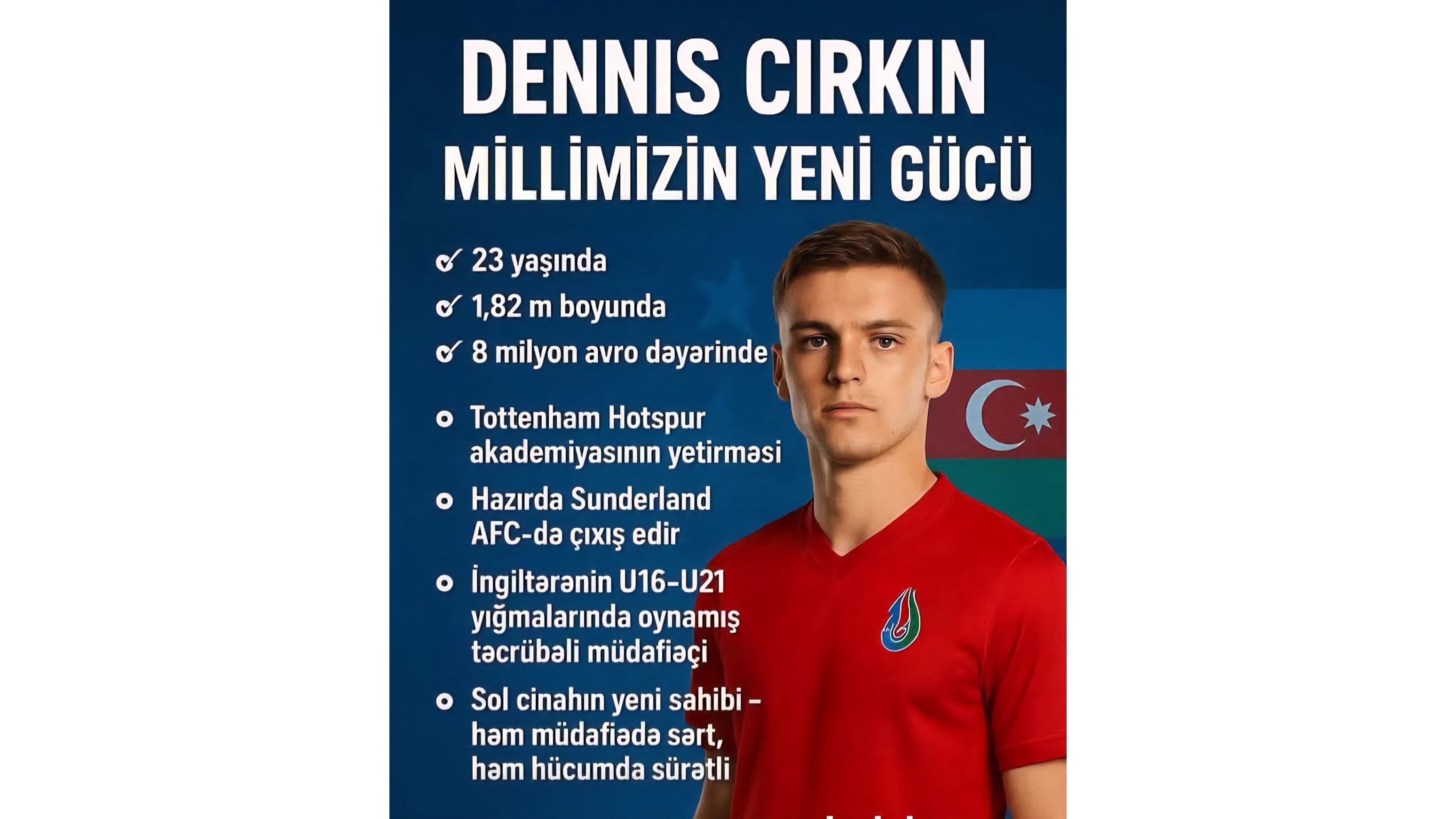 "Tottenhem"in istədiyi 8 milyonluq futbolçu Azərbaycan millisini seçdi