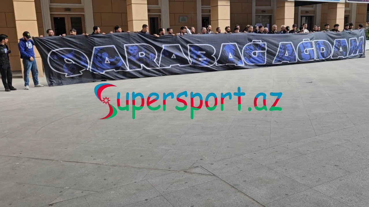 "Qarabağ Ağdam" möhtəşəm pankartı açıldı - Video