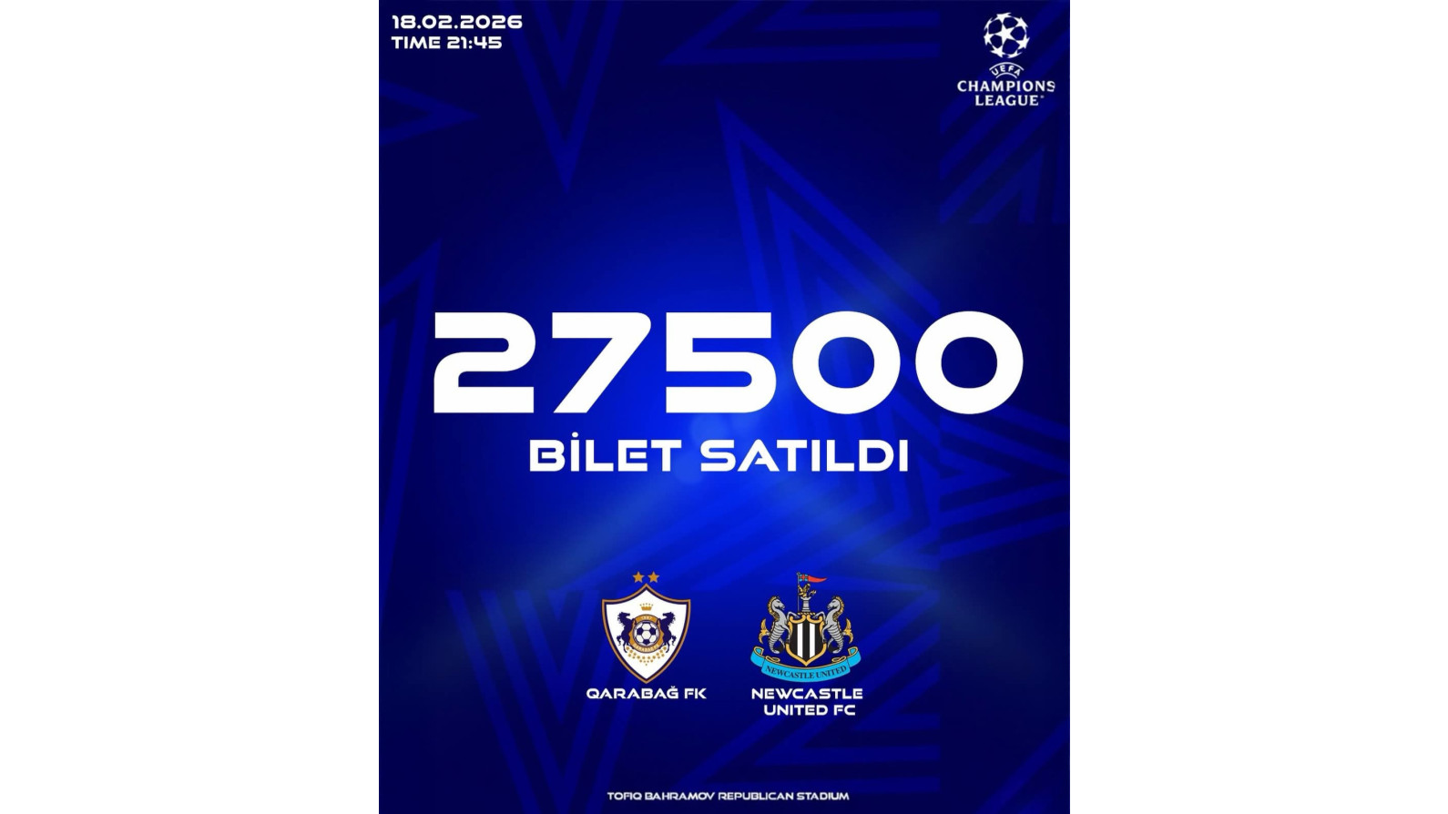 "Qarabağ" - "Nyukasl" matçına böyük maraq