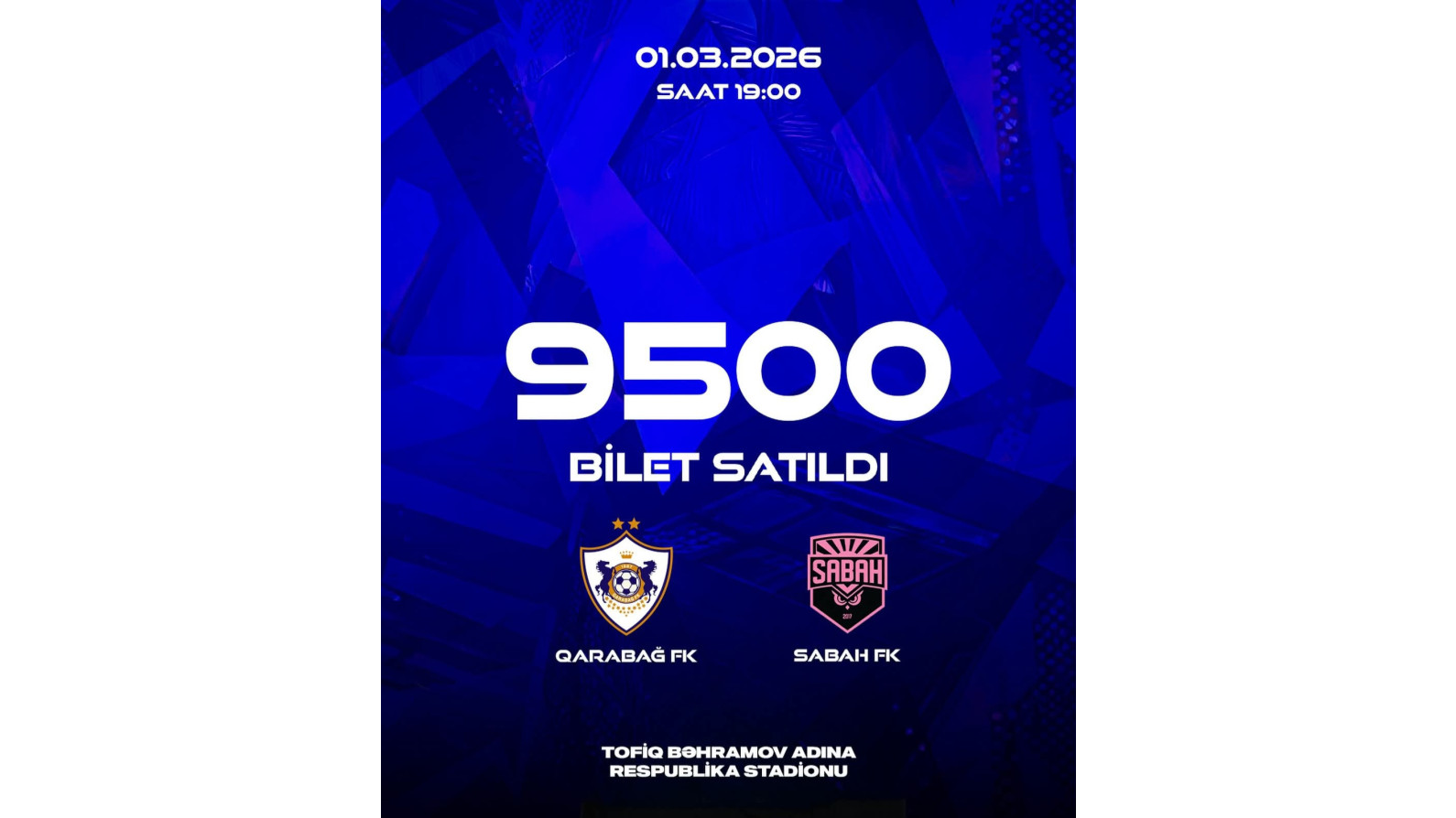 "Qarabağ" - "Sabah" matçına biletlər tükənir