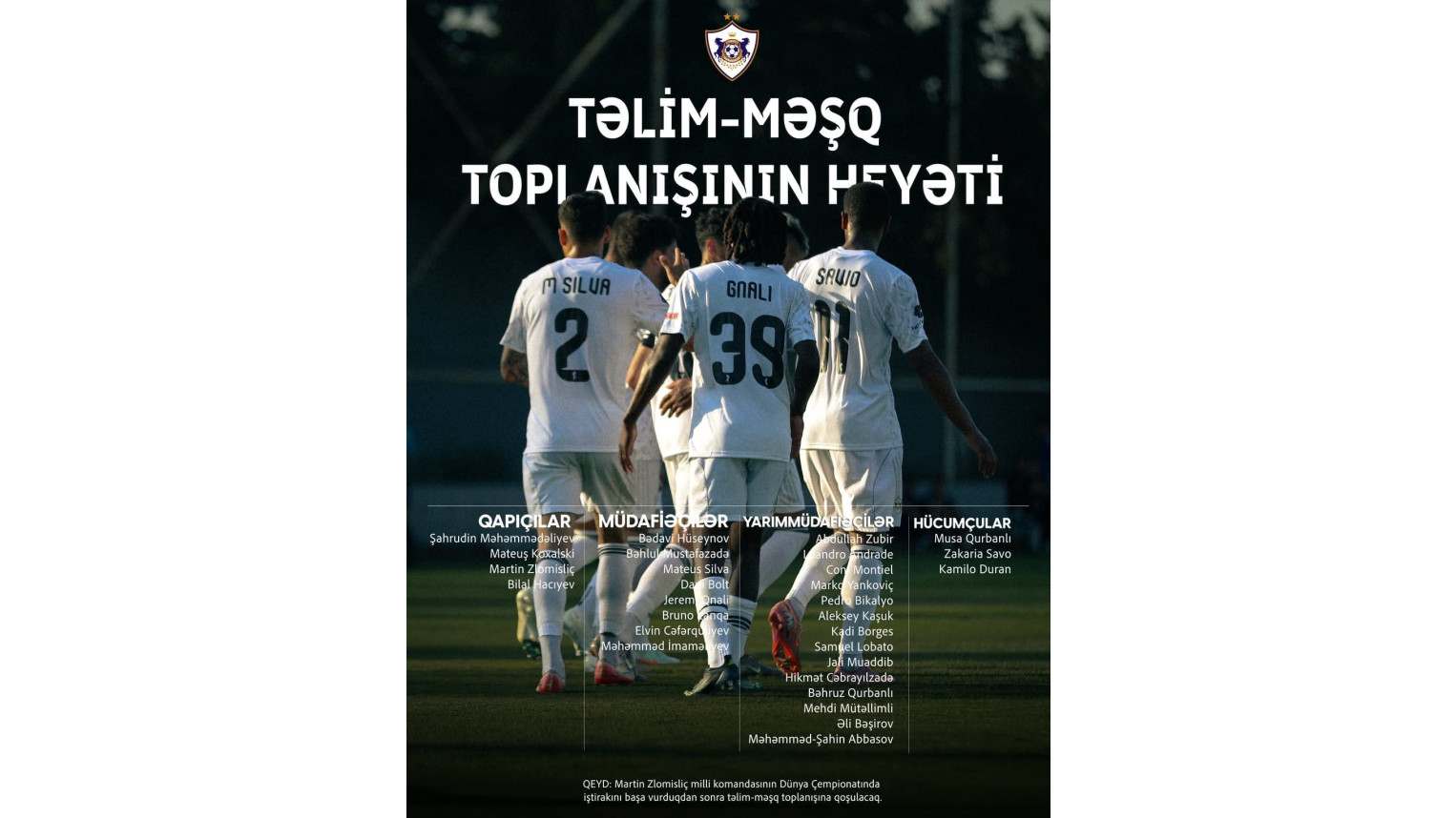 "Qarabağ" Avroliqa hazırlığına 29 futbolçuyla getdi - Foto